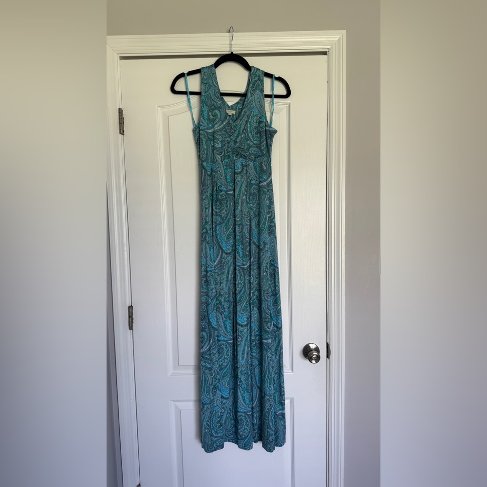 Talbots Blue and Green Paisley Maxi Dress